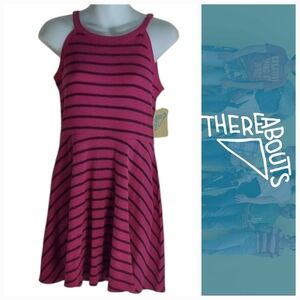 NWT Girls Vibrant Pink Striped Tank Dress ~sz 16